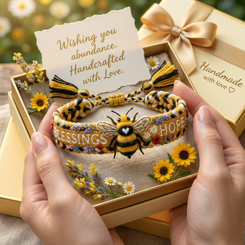 MeadowCharm – Artisan Embroidered Bracelet Collection – Bees / Buy 1