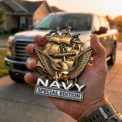 NavyHonor – Navy Veteran Metal Auto Emblem – Antique Bronze