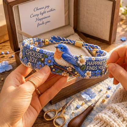 MeadowCharm – Artisan Embroidered Bracelet Collection – Bluebird / Buy 1