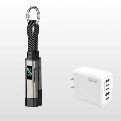 VoltFlex – Digital Display Fast Charge Cable – Black / 1 Piece / 4-in-1 Charging Cable with Digital Display + Multi-Port Fast Charger