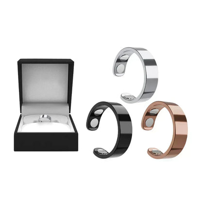 MagnaLuxe – Elegant Stainless Steel Magnetic Ring – Silver+Rose gold+Black