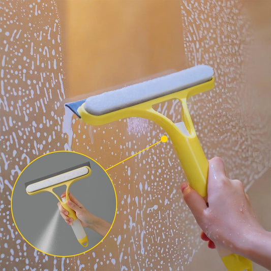 SprayShine | 3-in-1 Window Cleaning Tool with Scraper & Squeegee – Yellow