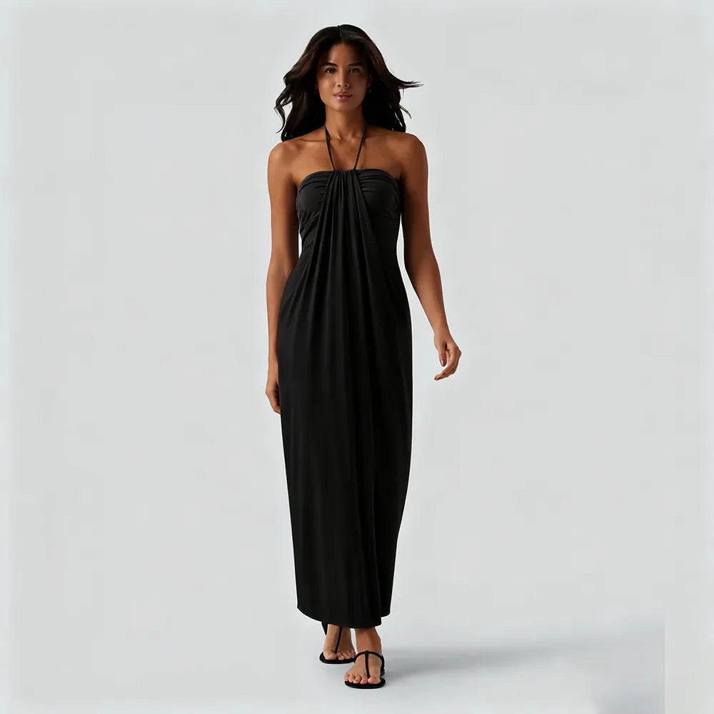 HalterTie – Elegant Back Maxi Dress with Pockets – image 17