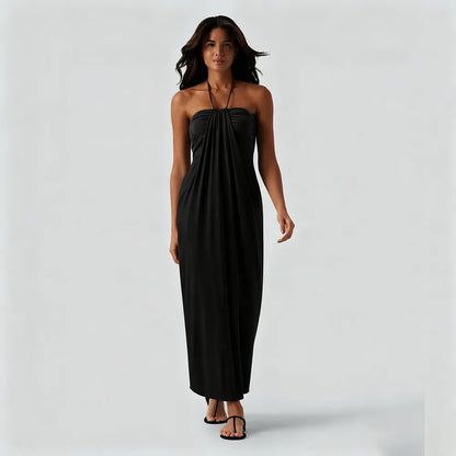 HalterTie – Elegant Back Maxi Dress with Pockets – image 17