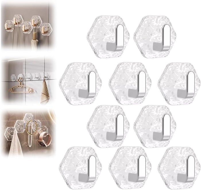 HexaGrip – Heavy Duty Hexagonal Ripple Hooks (10 Pack) – Sliver / 10PCS