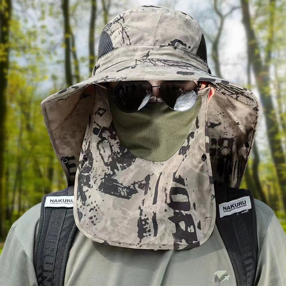 CatchSafe – All Weather Fishing Face Cover & Neck Guard – Camouflage - Khaki / Military Green