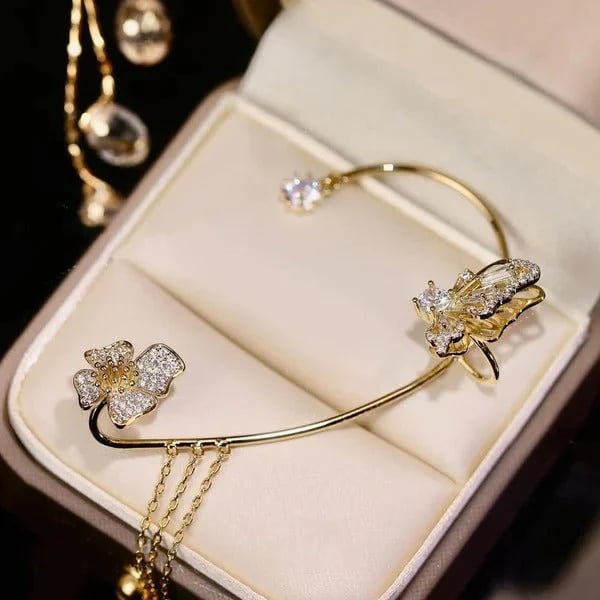 ButterGlow – Cubic Zirconia Butterfly Fringe Earrings – image 11