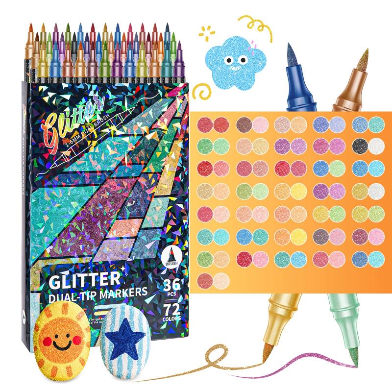 SparkInk – Glitter Effect Brush Markers – 24 Colors / Buy Pens Only