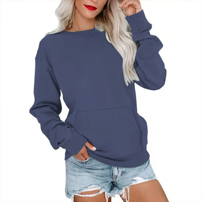 CozyCore – Women’s Crewneck Hoodless Sweatshirt – Dark Blue / S