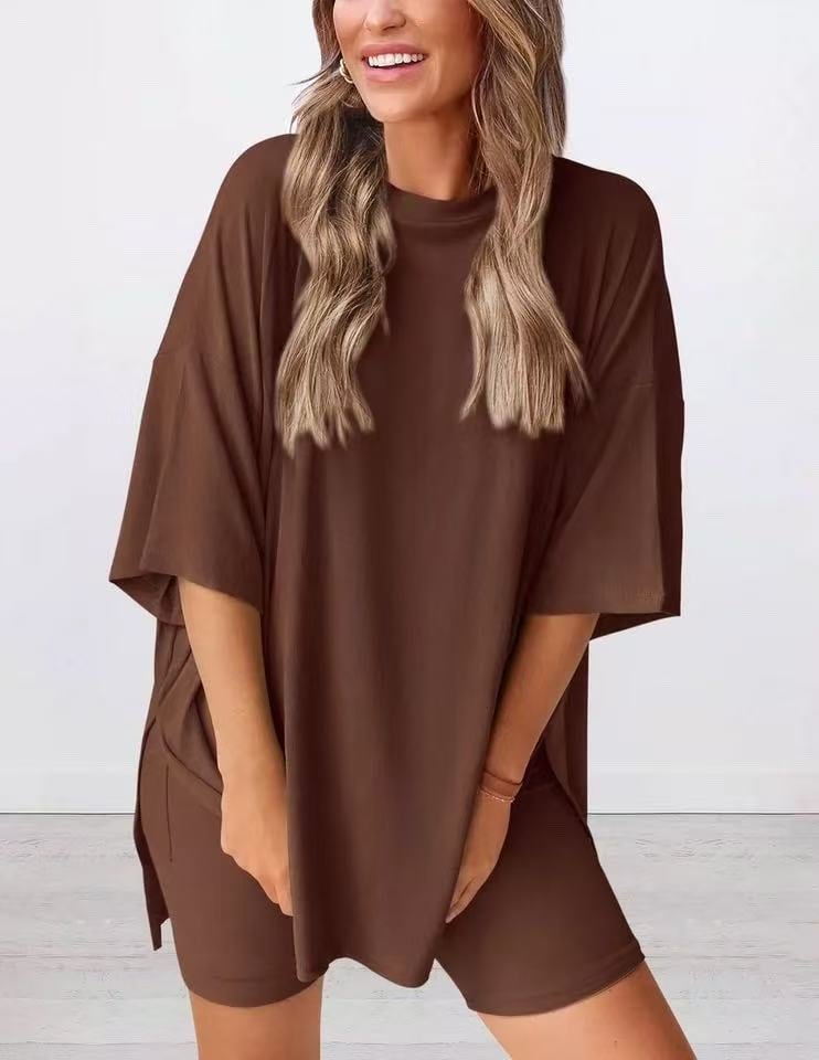ComfiChic - Two Piece Relaxed Fit Set – Dark brown / S