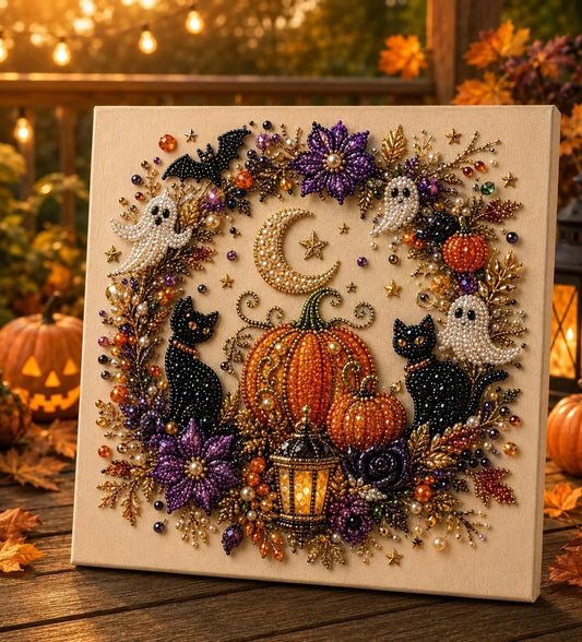 SpookyShimmer – Halloween Pearl Canvas – Black Cat