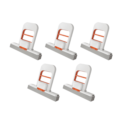 WipeFlow – Easy Squeeze Mop System – 5 * White & Orange Hand Mop (Each Includes 1 Sponge Head)