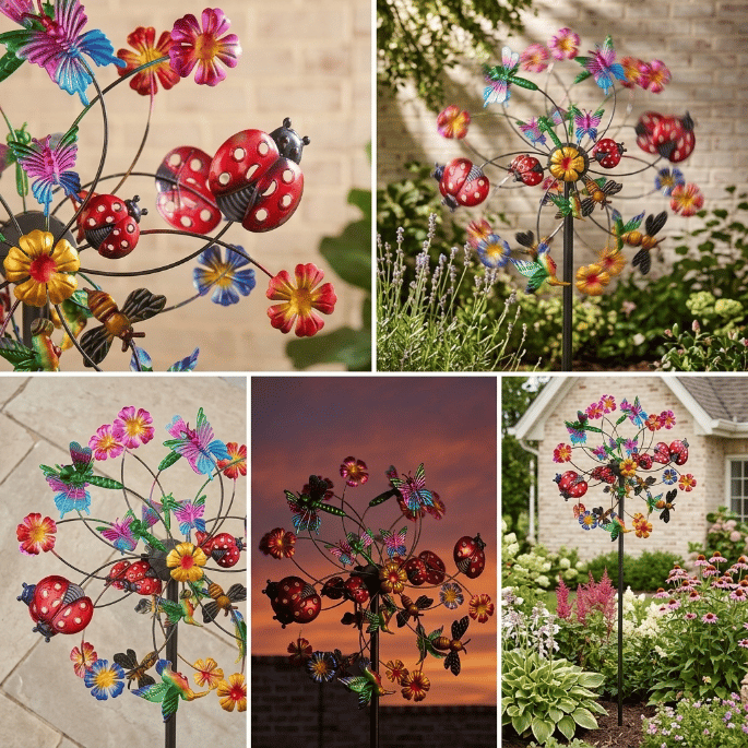 Outdoors Wind Spinners with Decorative Flowers(Includes bracket) – image 4