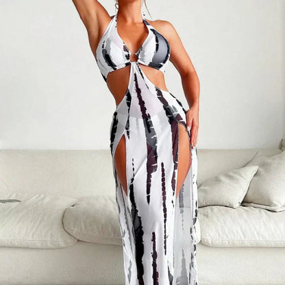 StripeWave | Two-Piece Swimsuit – White / S