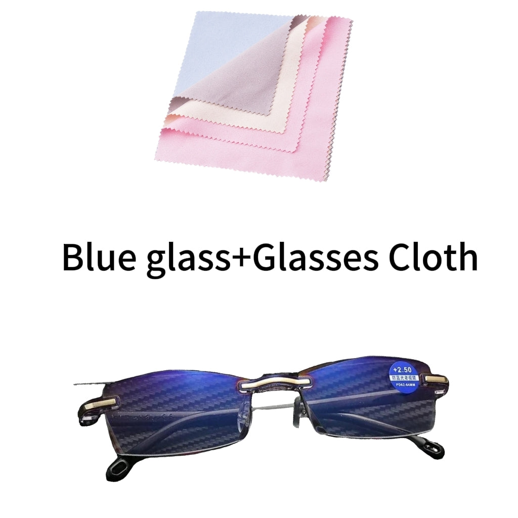 VisionGuard – Sapphire Anti-Blue Dual-Use Reading Glasses – Blue glass+1 Piece Glasses Cloth (Random Color) / '+1.00 / 45-49 YEAR OF AGE
