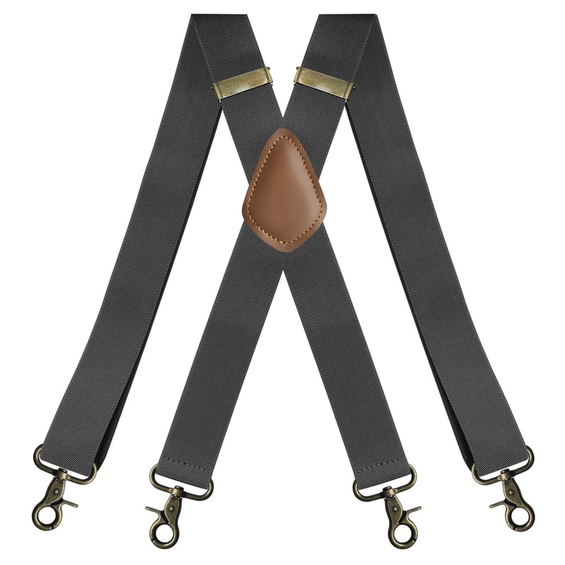 GentleHold – Premium Leather Suspenders for Men – Dark Gray