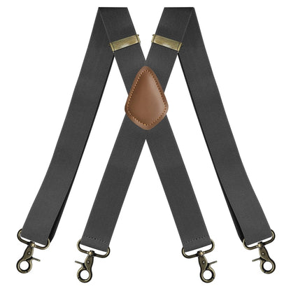 GentleHold – Premium Leather Suspenders for Men – Dark Gray