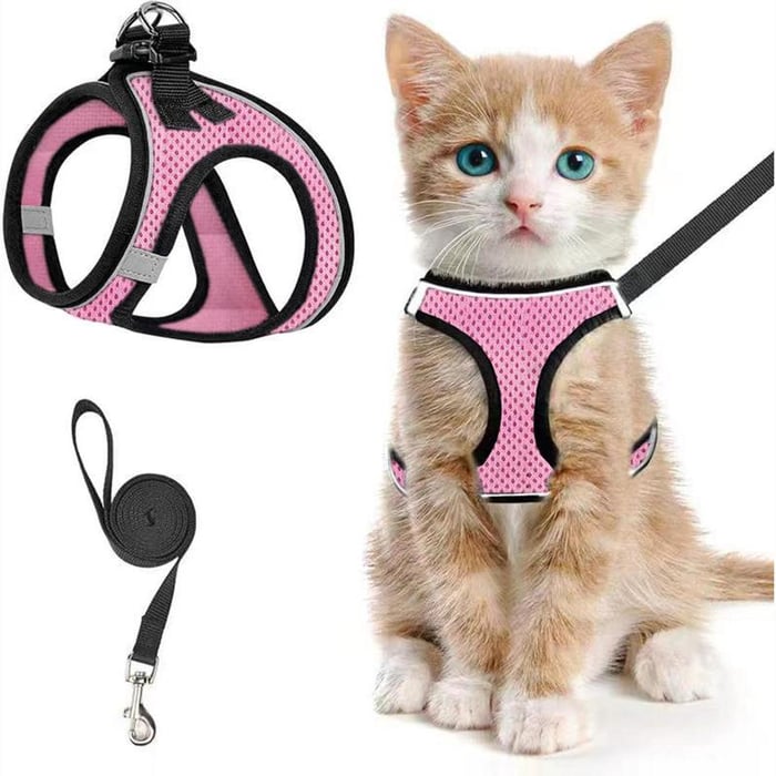 PawFit – Adjustable Pet Harness & Leash Set – Baby Pink / S