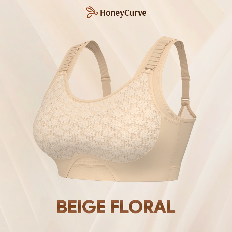 CurveCharm Pro – Soft Lift Comfort Bra – Beige Floral / 30