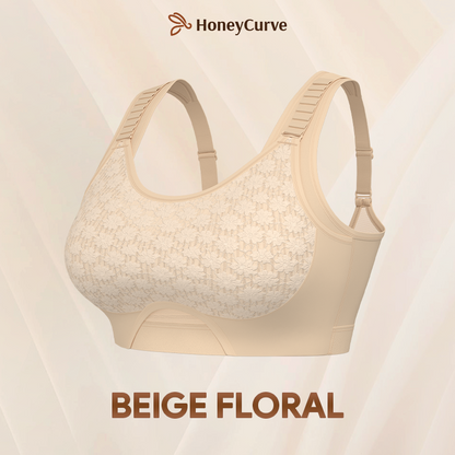 CurveCharm Pro – Soft Lift Comfort Bra – Beige Floral / 30