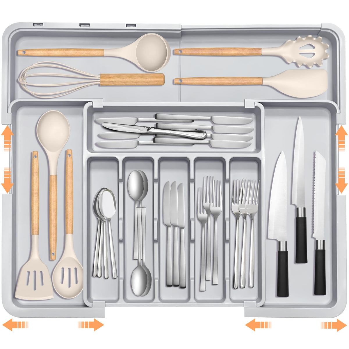 DrawerMax – Adjustable Storage Tray – Gray