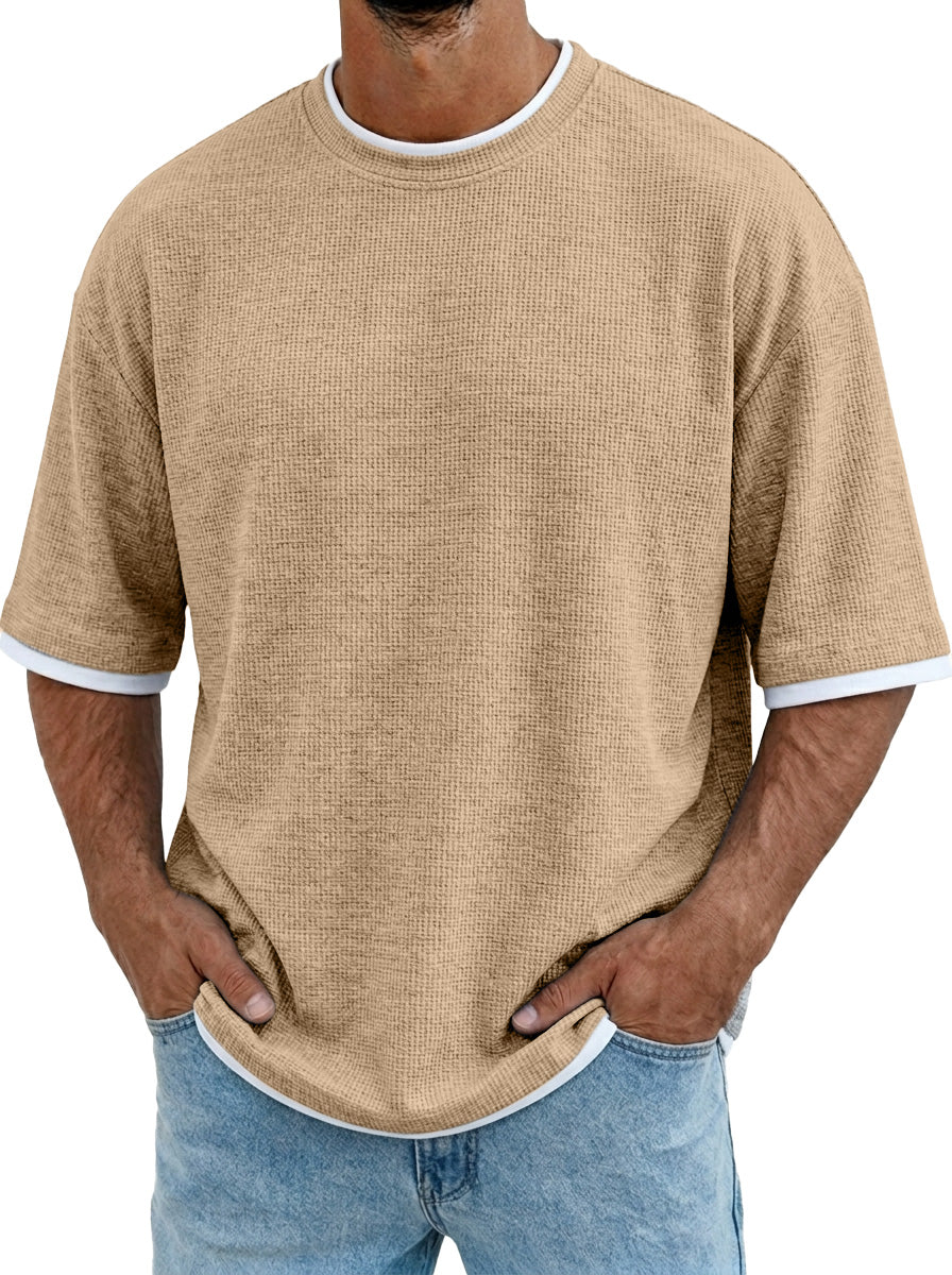 TexturaPolo – Men’s Short-Sleeved Polo Shirt – Khaki / S