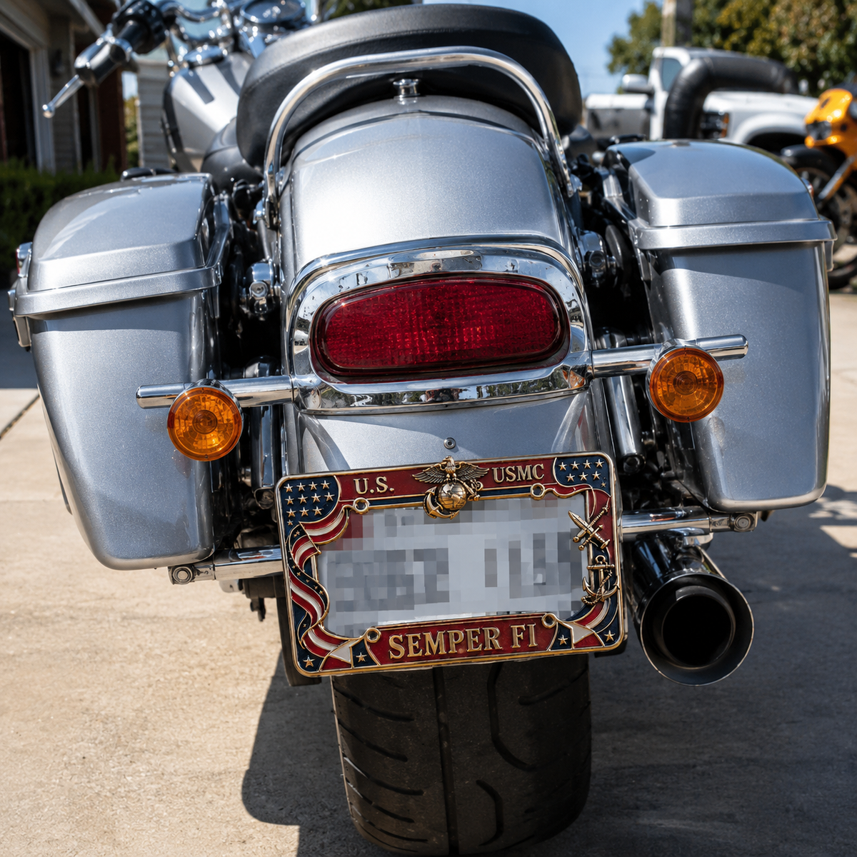 MarinePride – Semper Fi Auto Frame – Motorcycle (Fits 7" × 4" Plate) / Buy 1 Get 30% OFF