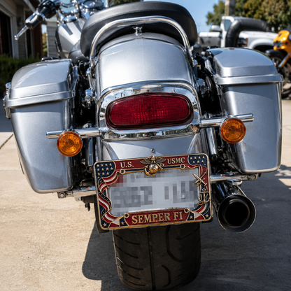 MarinePride – Semper Fi Auto Frame – Motorcycle (Fits 7" × 4" Plate) / Buy 1 Get 30% OFF