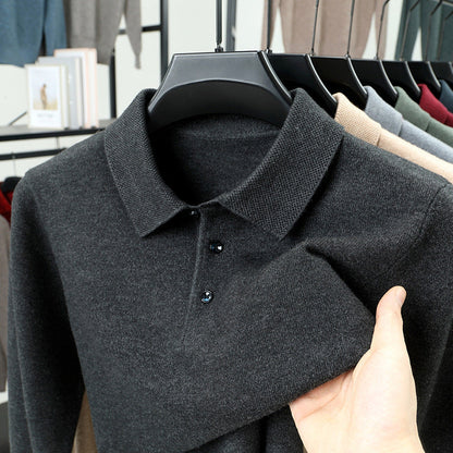 PrestigeKnit – Men's Cashmere Polo Sweater – Blackish Gray / S