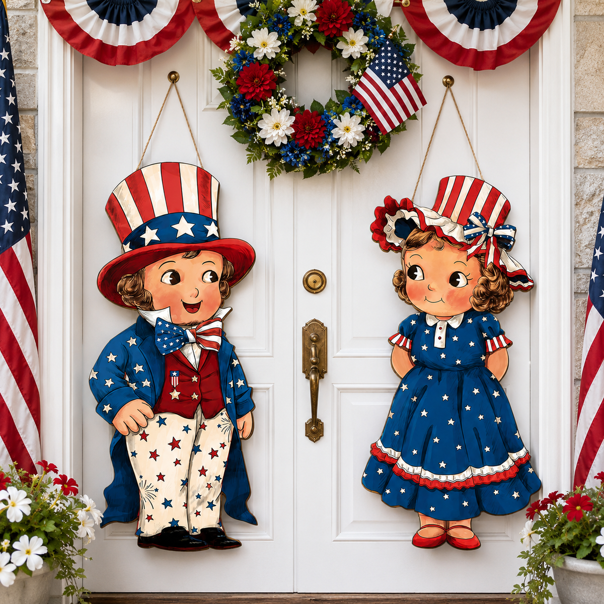 LibertyCraft – 2-Piece Patriotic Wooden Hanging Door Signs – image 9