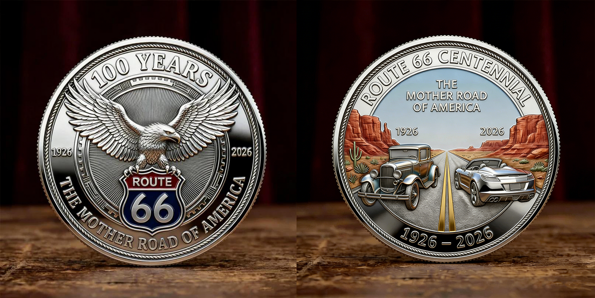 HeritageMint – Route 66-100 Years of Freedom Commemorative Medallion – A / 1 Coin