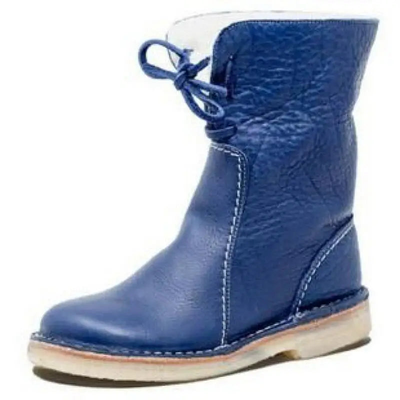 WATERPROOF LEATHER POLAR BOOTS WITH WOOL LINING – Blue / 35