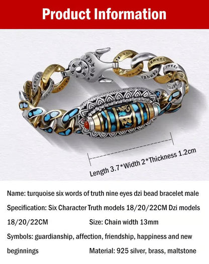 ZenAura – Turquoise Mantra Dzi Bead Bracelet – image 7