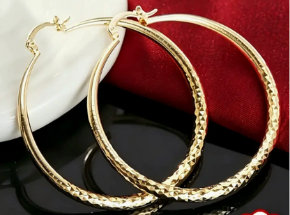 LumiLuxe – Brilliant Diamond Cut Hoop Earrings – Gold / Buy 1 Get 1 Free (2 Pairs)