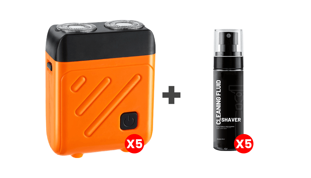 TrimPro – Mini Electric Shaver for Men – orange-black / Shaver + cleanser / Buy 3 get 2 free