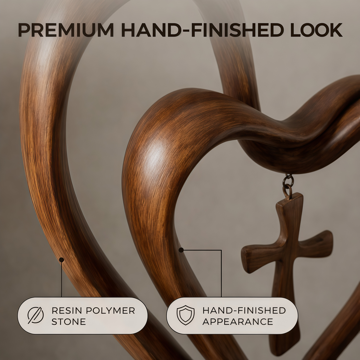 Marriage Takes Three – Entwined Heart & Cross Christian Wedding Sculpture – image 9