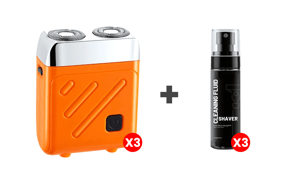 TrimPro – Mini Electric Shaver for Men – Orange-silver / Shaver + cleanser / Buy 2 get 1 free