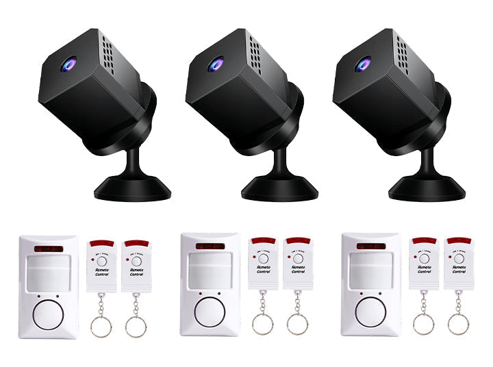NightGuard – Mini HD Smart Security Camera – Black / Family package (camera + alarm) / Buy 3
