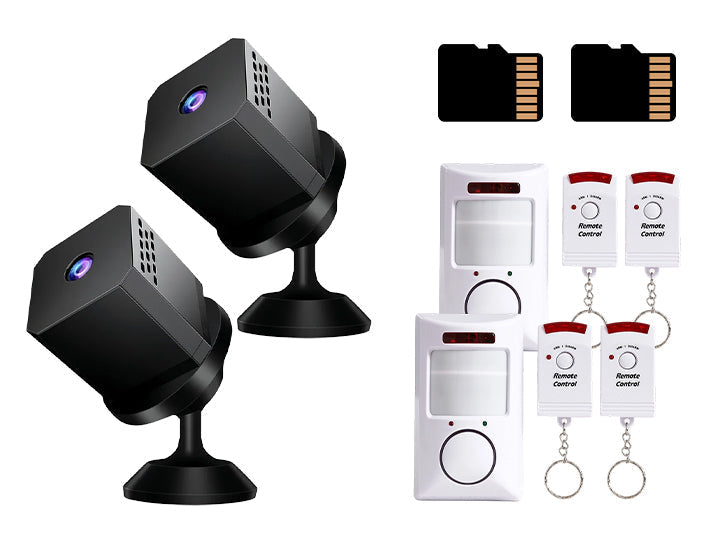 NightGuard – Mini HD Smart Security Camera – Black+32G memory card / Family package (camera + alarm) / Buy 2