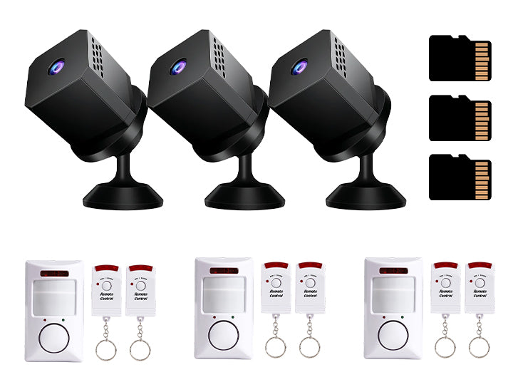 NightGuard – Mini HD Smart Security Camera – Black+32G memory card / Family package (camera + alarm) / Buy 3