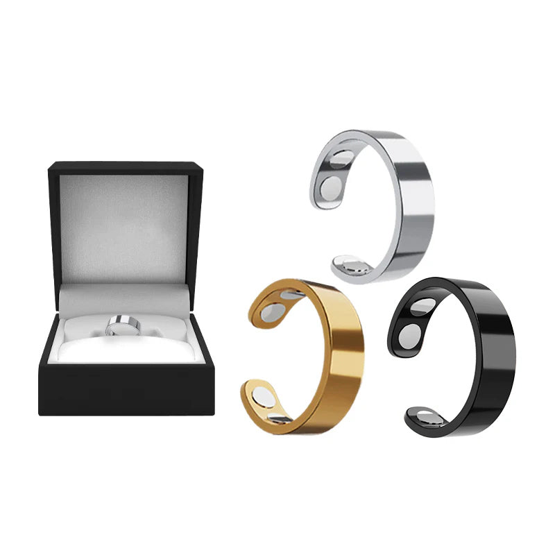 MagnaLuxe – Elegant Stainless Steel Magnetic Ring – Gold+Silver+Black