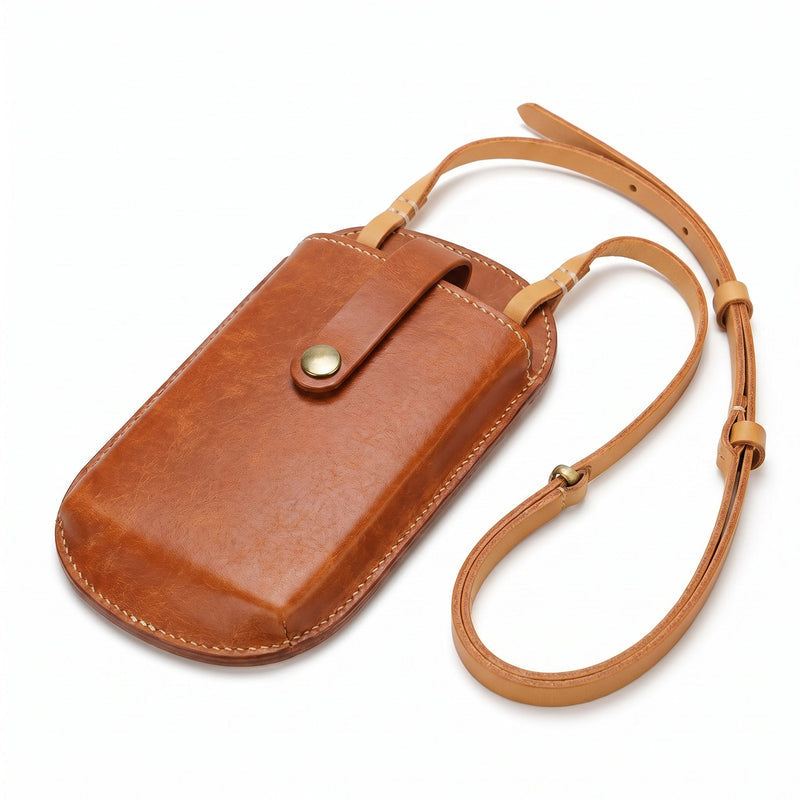 PocketLuxe – Premium Leather Crossbody Phone Bag – Brown