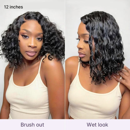 CurlLuxe – Ready-to-Go Glueless Curly Bob Wig – Natural Black / 10