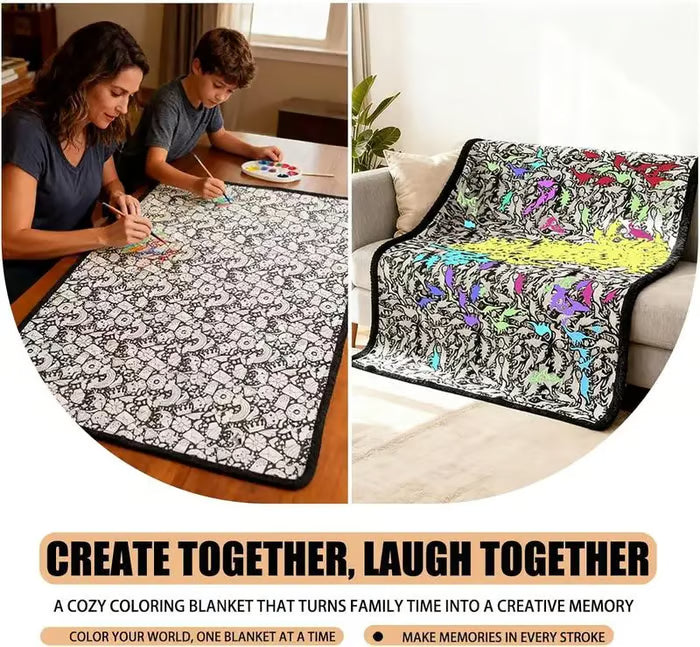 DoodleBlanket – 50×60 DIY Coloring Fleece Throw with 24 Marker Pens – image 6