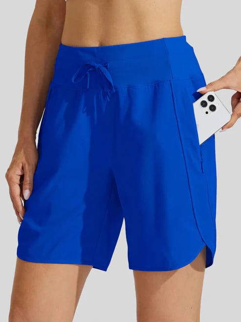 AthletiQ – Women’s Active High Rise Running Shorts – Royal Blue / XS