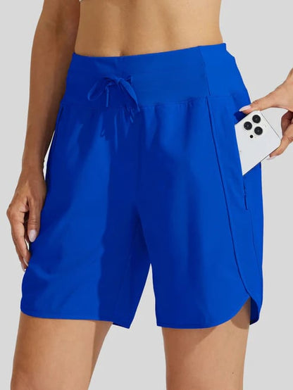 AthletiQ – Women’s Active High Rise Running Shorts – Royal Blue / XS