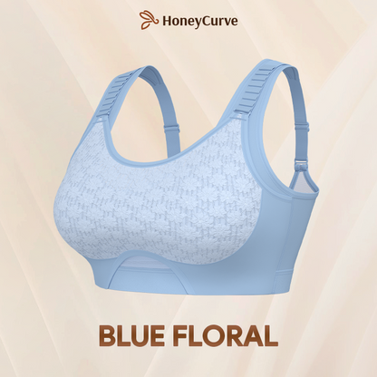 CurveCharm Pro – Soft Lift Comfort Bra – Blue Floral / 30