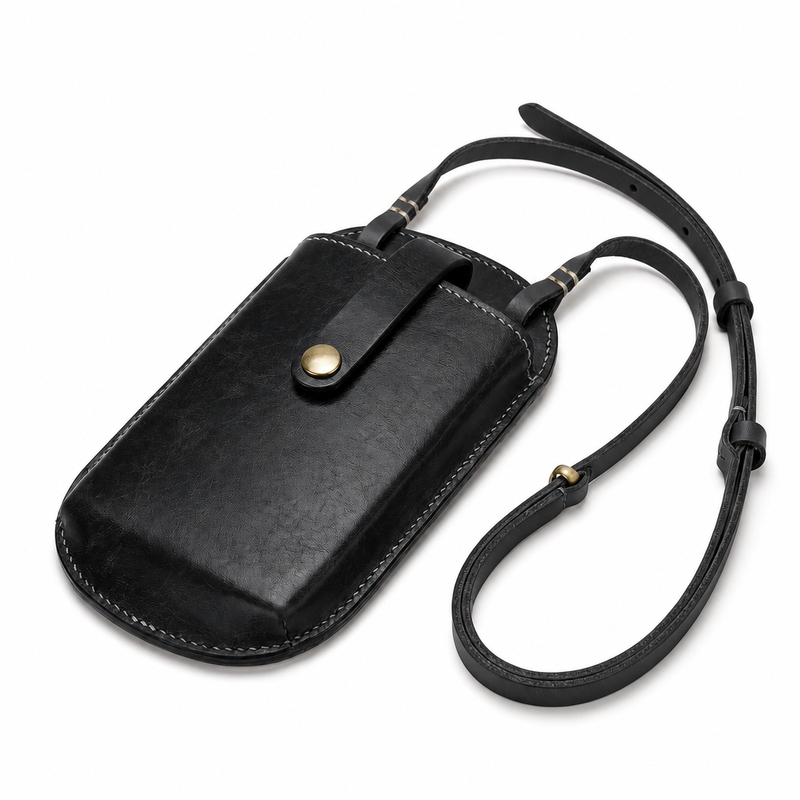 PocketLuxe – Premium Leather Crossbody Phone Bag – Black