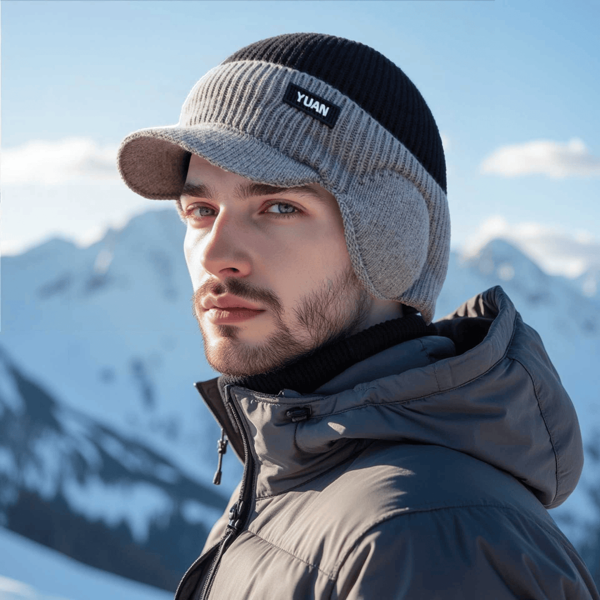 FrostGuard – Winter Knitted Earflap Hat for Men – Black