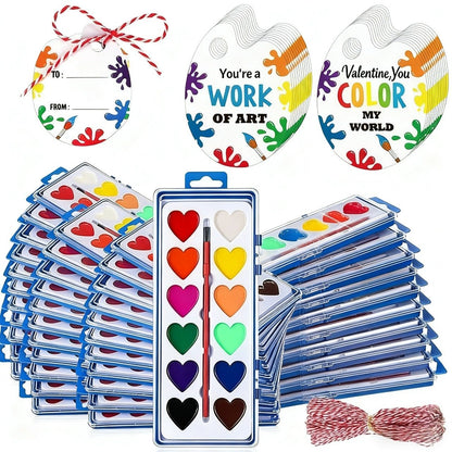 2026 Mini Watercolor Paint Set for Valentine's Day | Romantic Art Gift – 16 colors